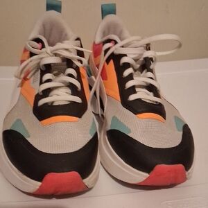 Colorblock Athletic Sneakers in White, Black, Orange, Teal, Coral